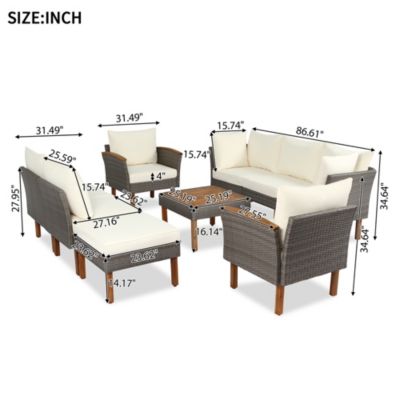 Streamdale 9-Piece Patio Furniture Set with PE Wicker and Acacia Wood