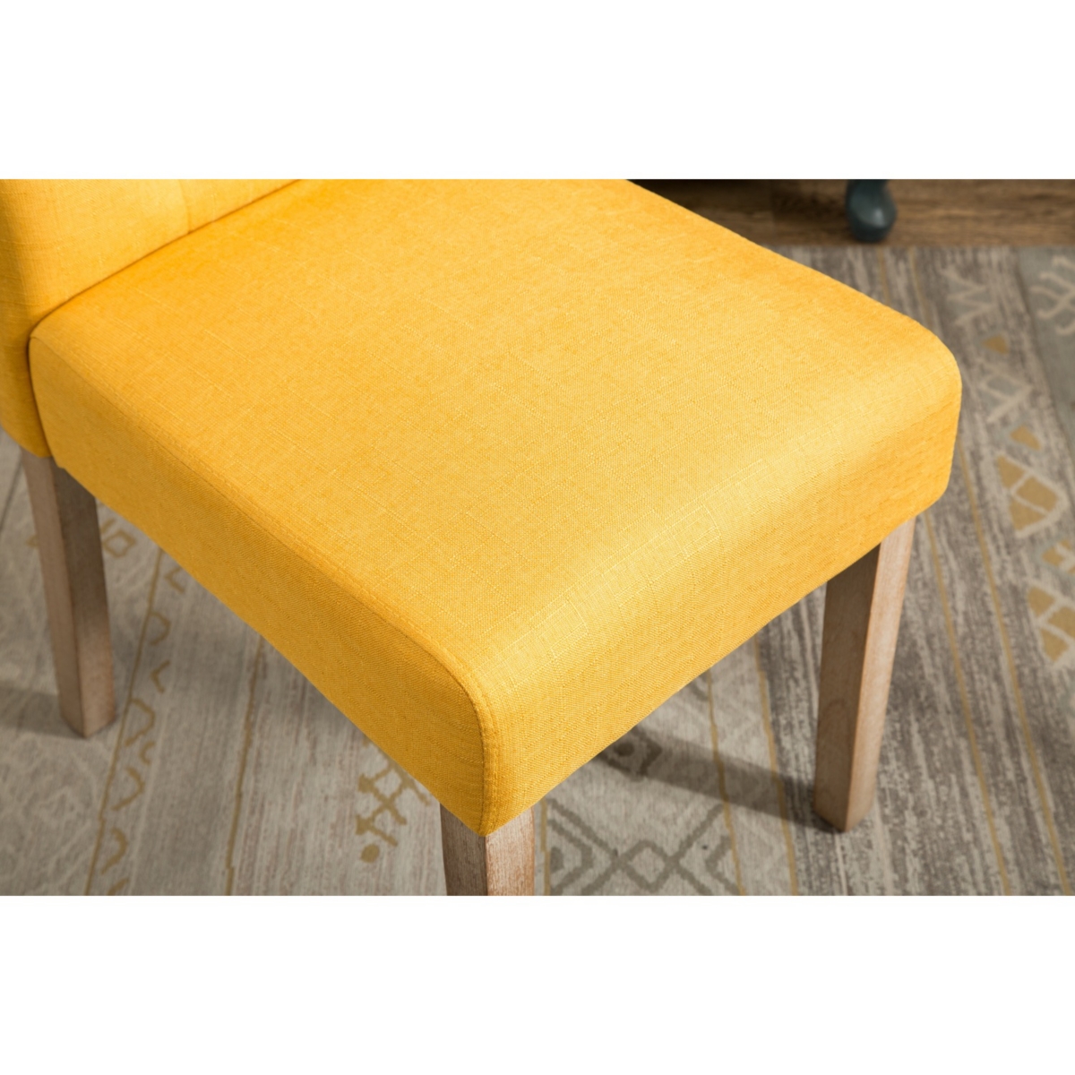 Streamdale Furniture Solid Wood Tufted Parsons Dining Chair, Set of 2, Yellow