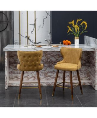 Streamdale Mid-Century Counter Stool with Wingback and Nails