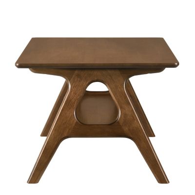 Mid-Century Modern Wood Coffee Table with Shelf