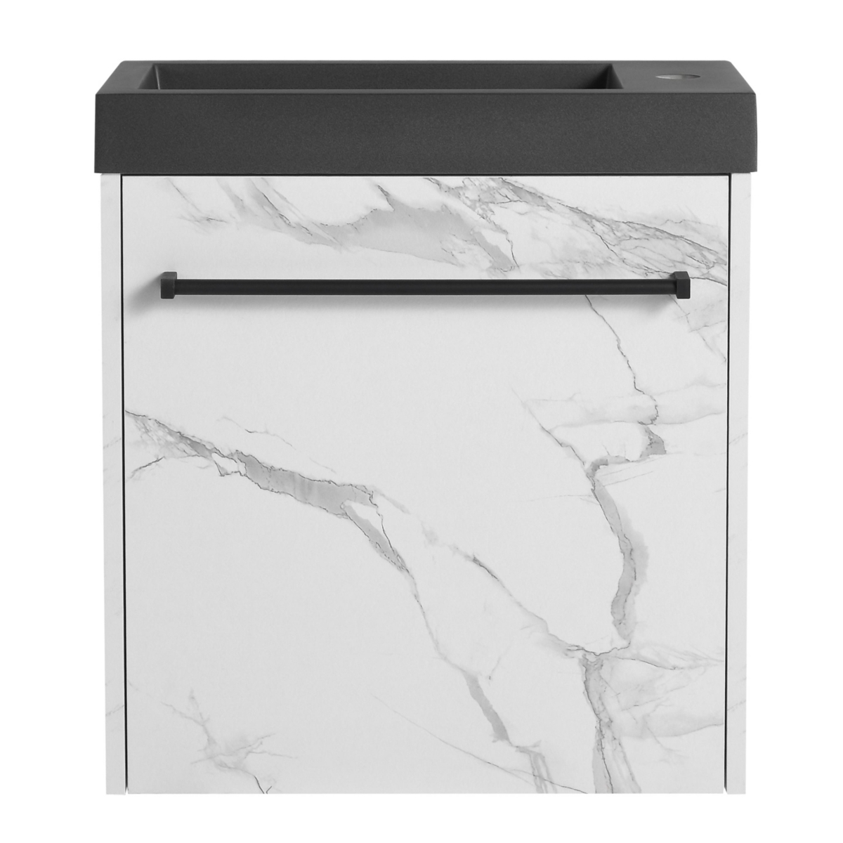 Streamdale Furniture Compact Wall-Mounted Vanity Soft-Close Doors, Resin Sink, Scratch-Resistant Surface - White+black
