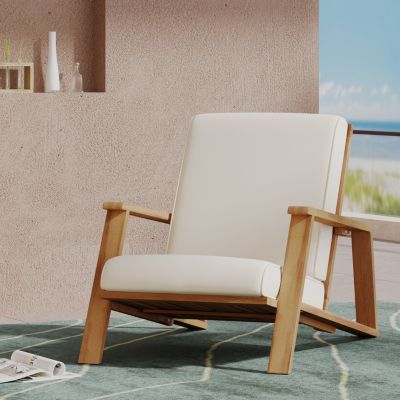 Modern Adirondack Chair Acacia Wood with Weather-Resistant Cushions
