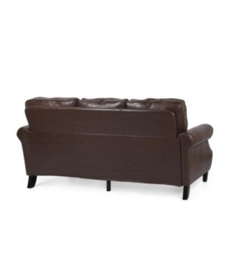 Streamdale Contemporary Faux Leather Upholstered Sofa with Nailhead Accents