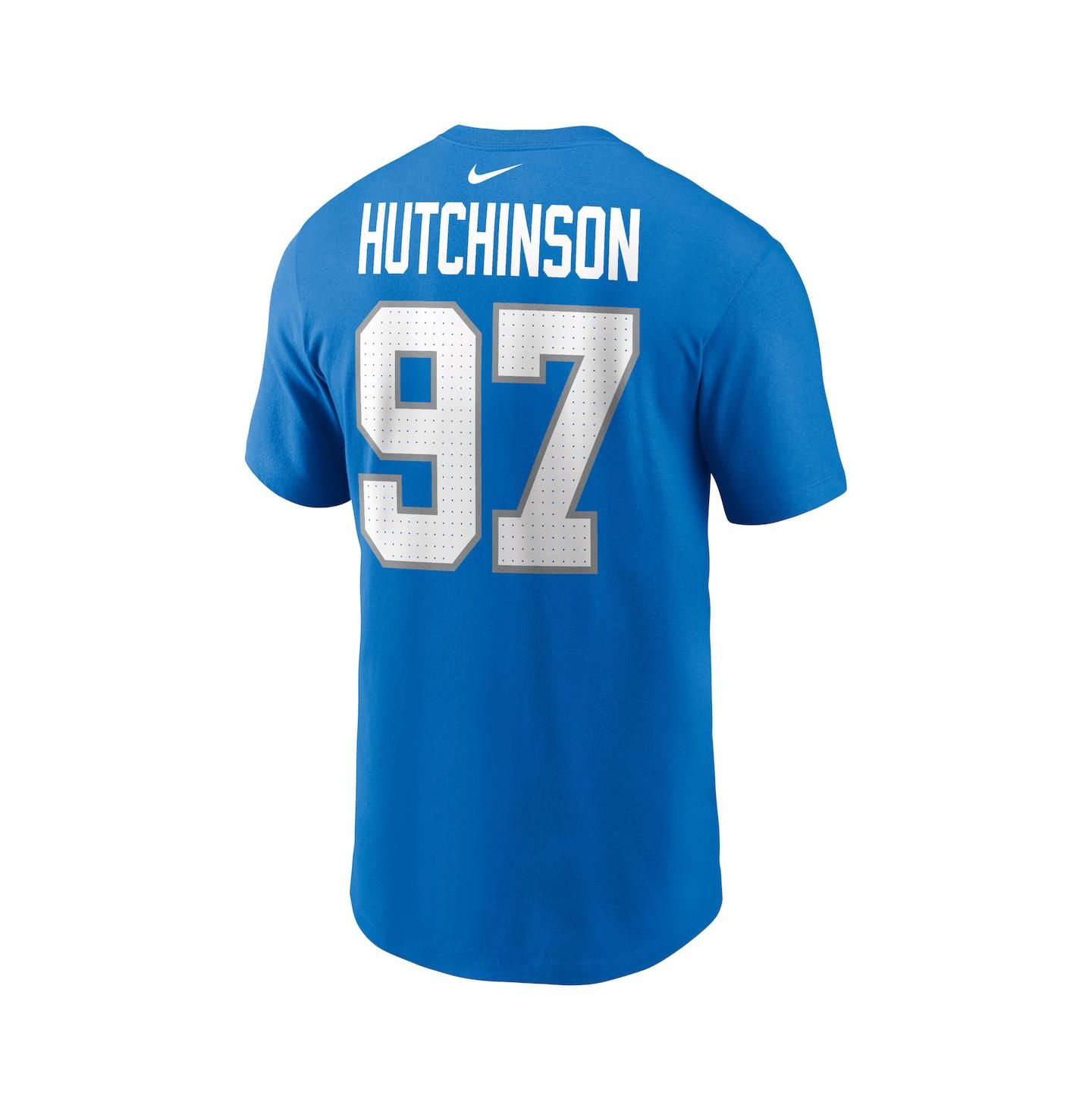 Мужская футболка Fanatics Nike Aidan Hutchinson Blue Detroit Lions Name & Number — фото 3