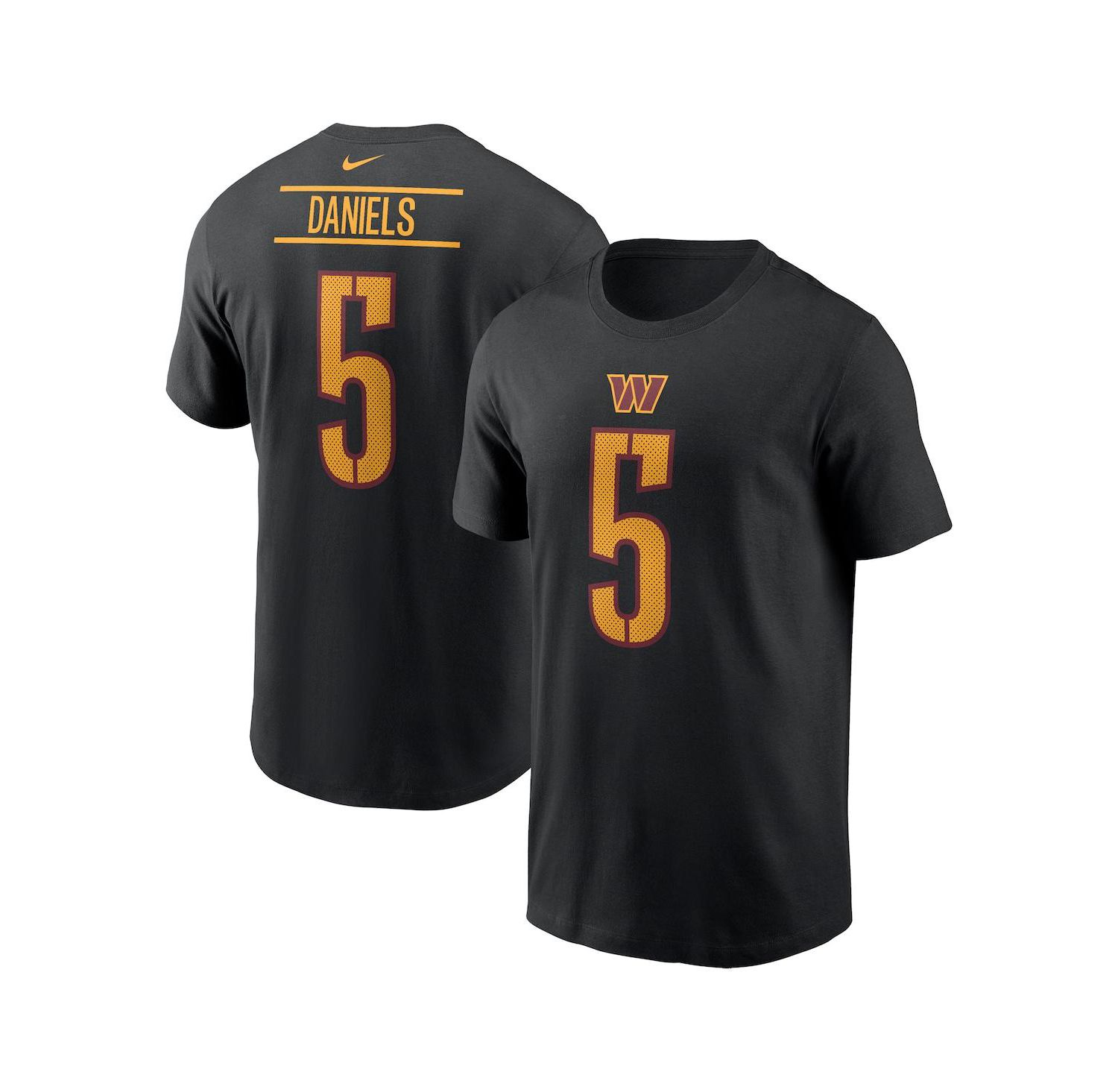 Men's Jayden Daniels Black Washington Commanders 2024 NFL Draft Player Name & Number T-Shirt