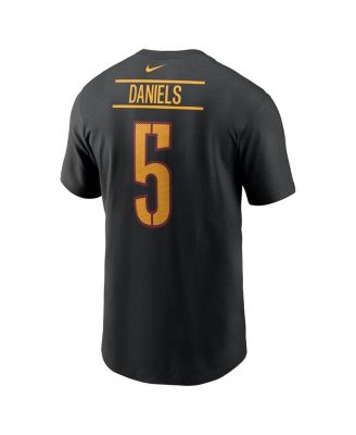 Men's Jayden Daniels Black Washington Commanders 2024 NFL Draft Player Name Number T-Shirt