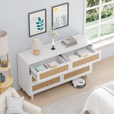 Stylish Rattan Dresser with Ample Storage and Modern Design