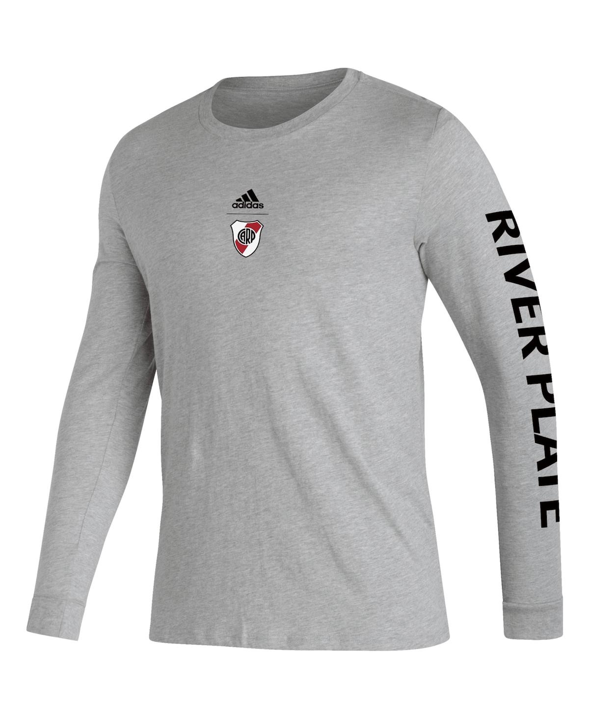 Adidas Men'sClub Atletico River Plate Team Crest Long Sleeve T-Shirt - Heather Gray