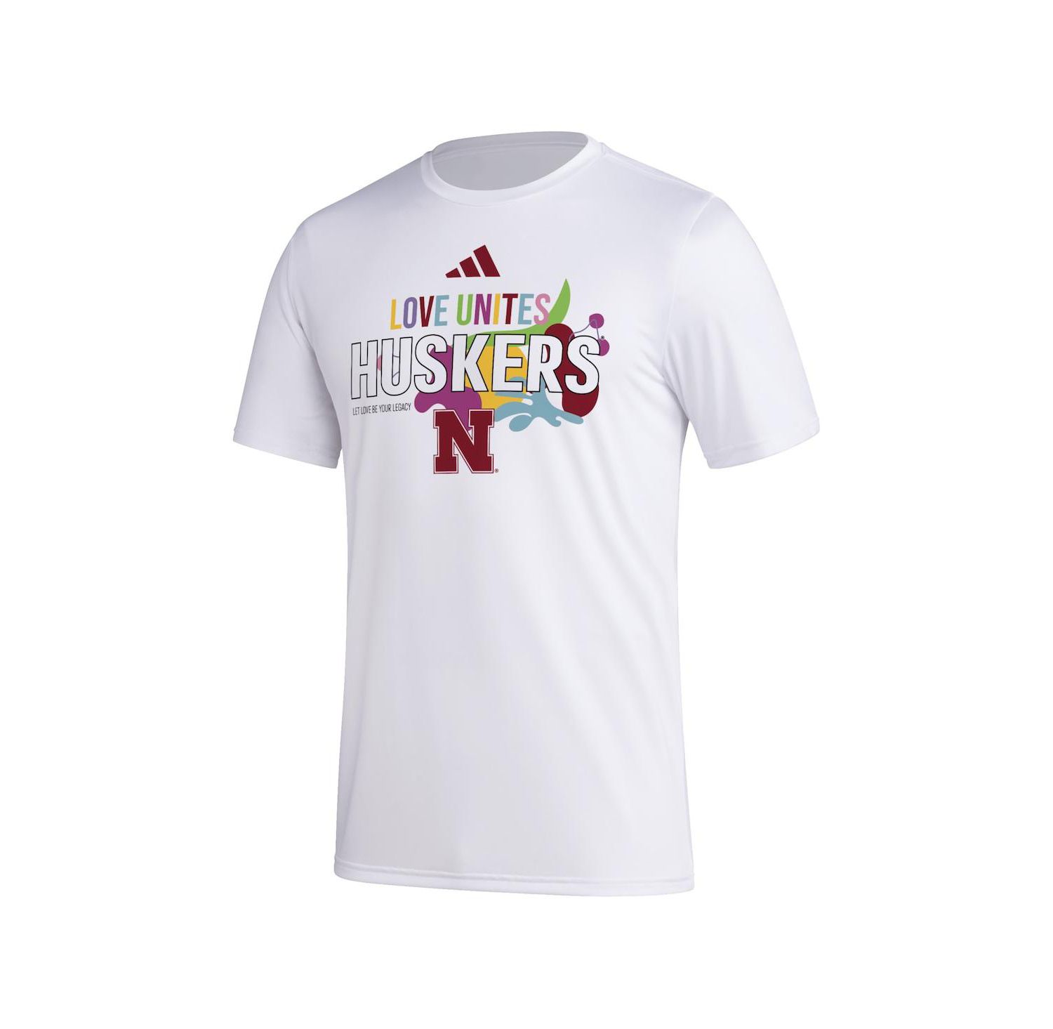 Men's x Rich Mnisi Pride Collection White Nebraska Huskers Pregame AEROREADY T-Shirt