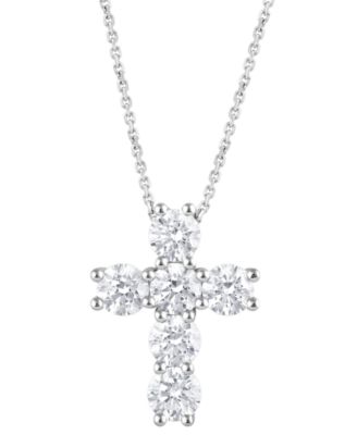 Badgley Mischka - Lab Grown Diamond Cross Pendant Necklace (5 ct. t.w.), 16" + 2" extender