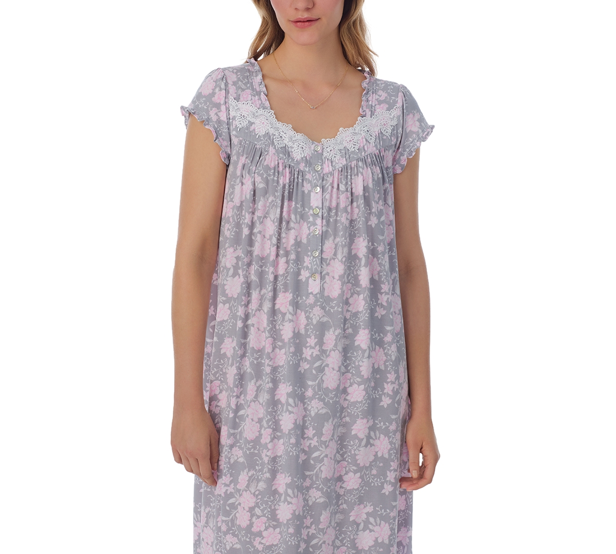 Eileen West Women's Floral Lace-Trim Waltz Nightgown
