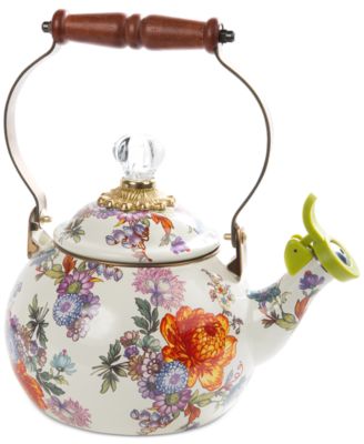 MacKenzie-Childs - White Flower Market 2-Qt. Whistling Tea Kettle