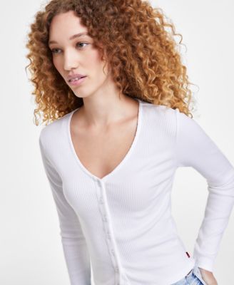 Women's Muse Ribbed Long-Sleeve Button-Up Top