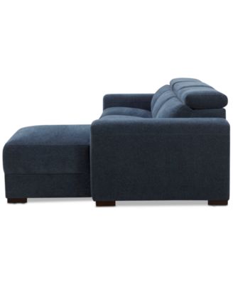 Nevio 3-Pc. Fabric Power Headrest Sectional and Chaise with 1 Power Motion Chair