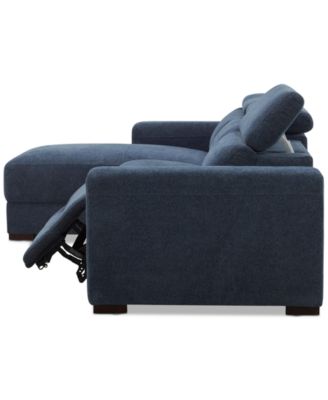 Nevio 3-Pc. Fabric Power Headrest Sectional and Chaise with 1 Power Motion Chair