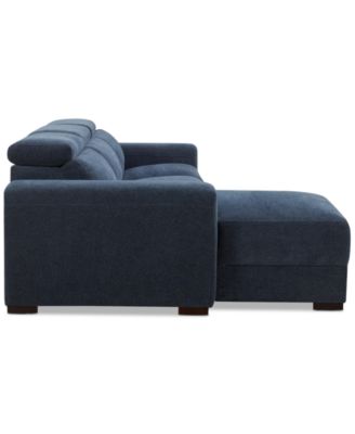 Nevio 3-Pc. Fabric Power Headrest Sectional and Chaise with 2 Power Motion Chairs