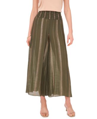 Vince Camuto - Women's Smocked Striped Wide-Leg Pants