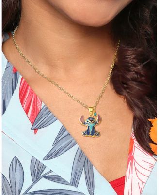 Stitch Silver Plated Enamel & Blue Crystal Sitting Stitch Pendant