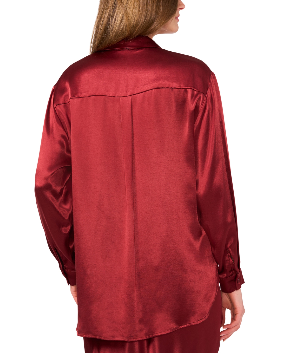 Vince Camuto Women's Long-Sleeve Satin Button-Front Top