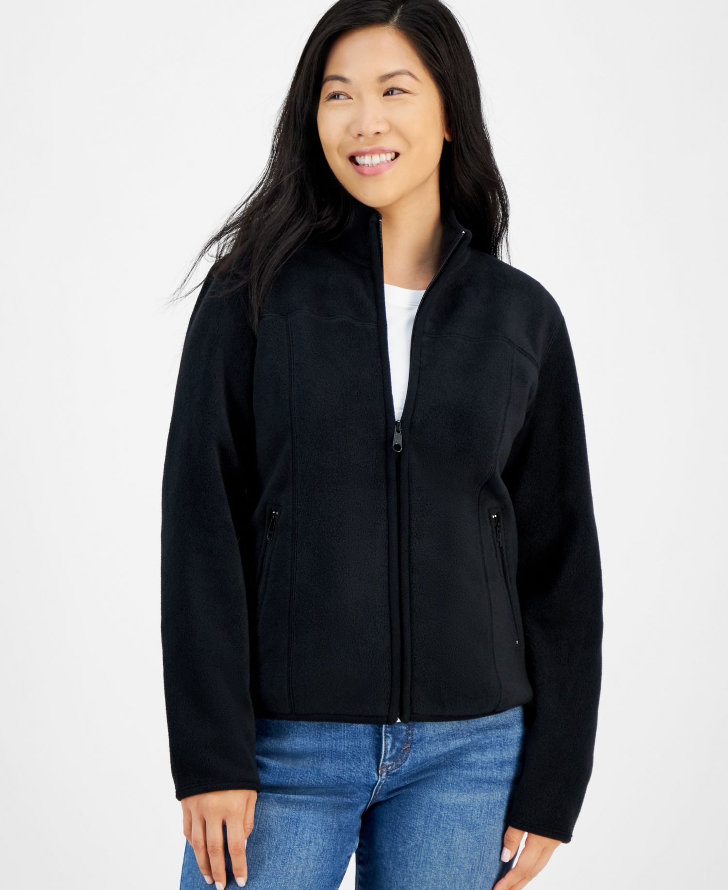Petite Polar Fleece Zip-Front Jacket