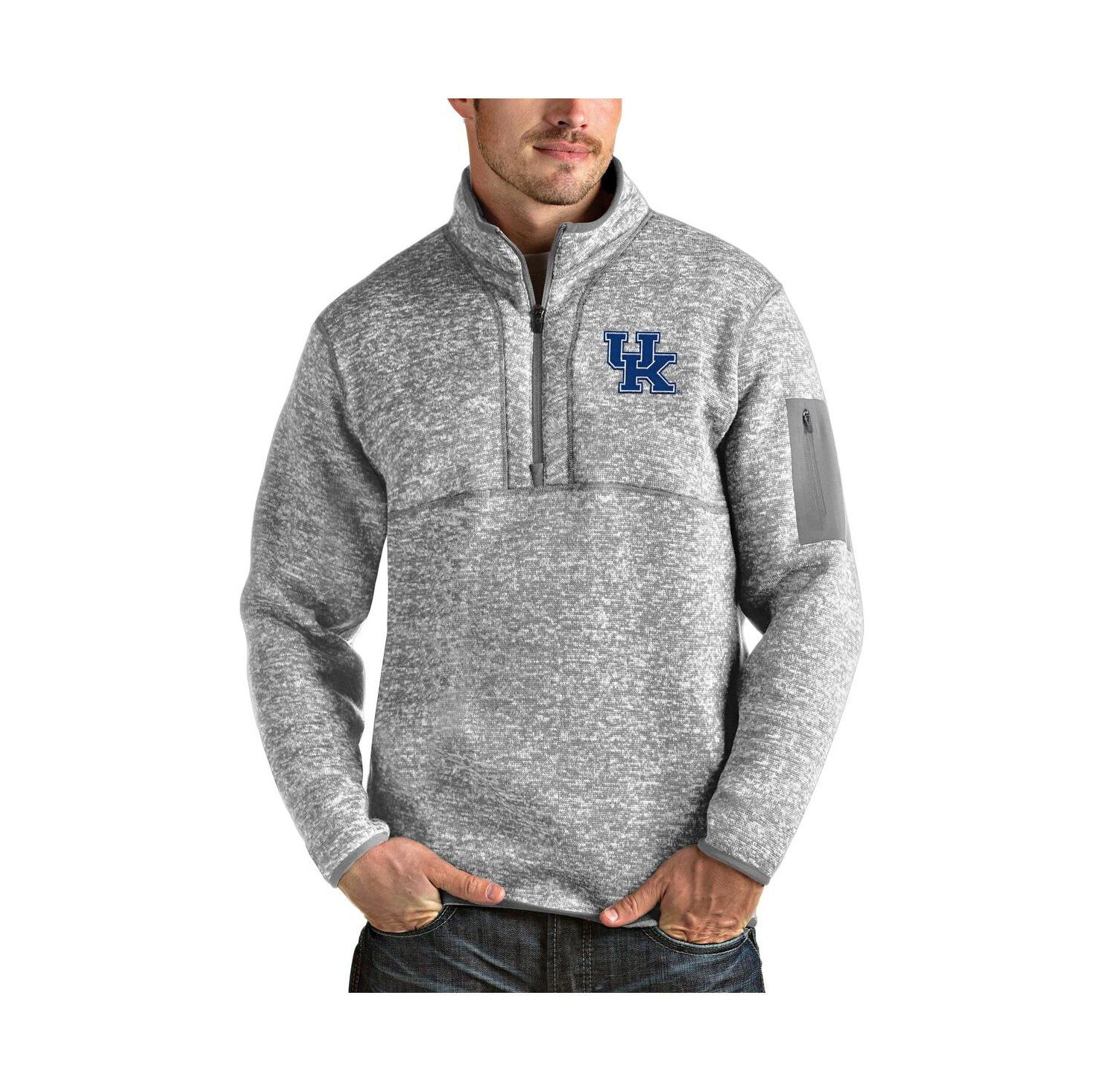 Men's Heathered Gray Kentucky Wildcats Fortune Half-Zip Pullover Jacket