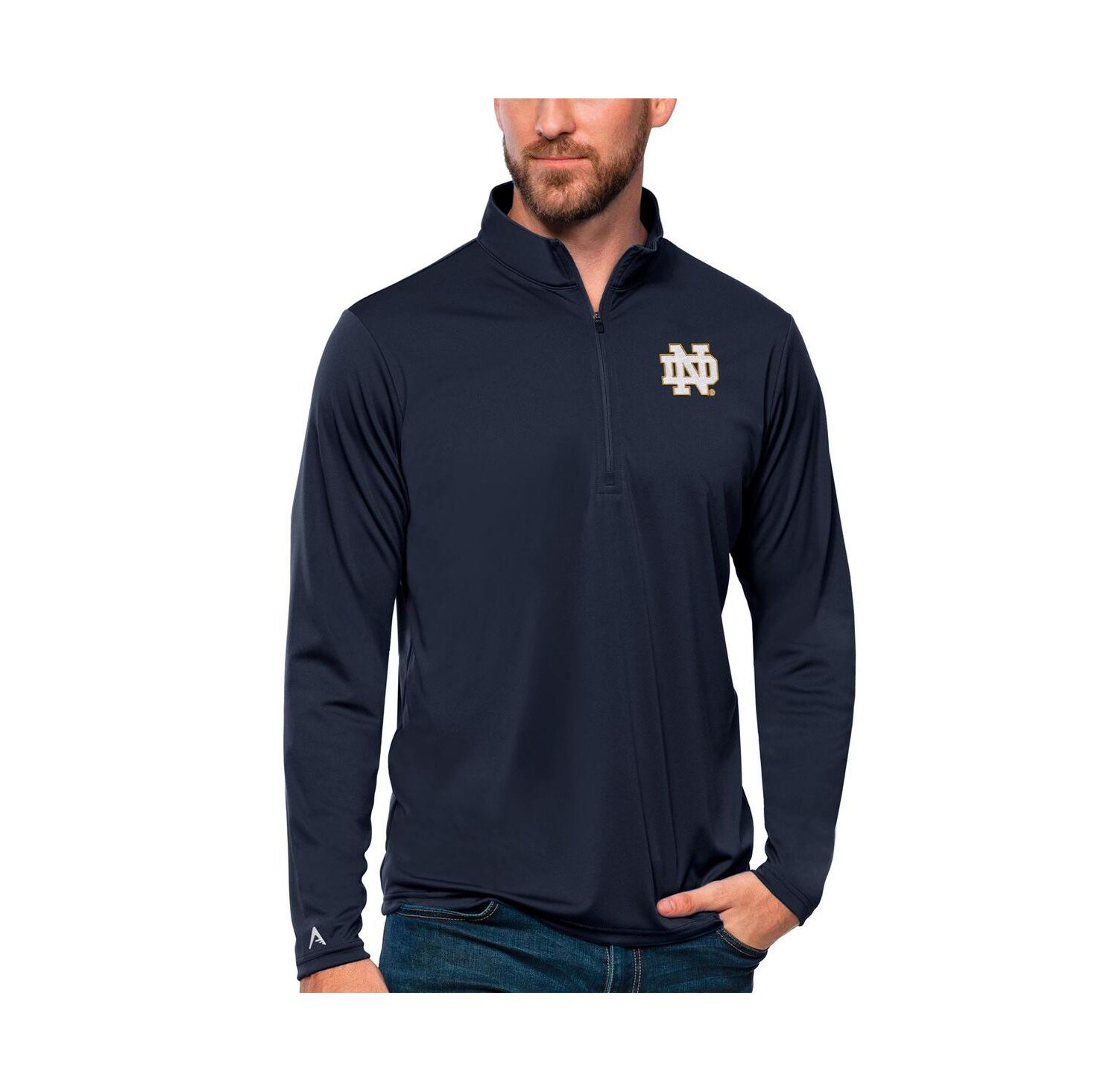 Men's Navy Notre Dame Fighting Irish Tribute Quarter-Zip Top