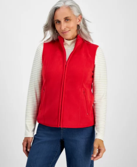 Petite Polar Fleece Vest - Tango Red