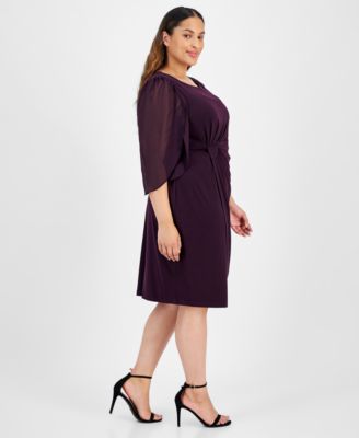 Plus Size Chiffon-Sleeve Sheath Dress