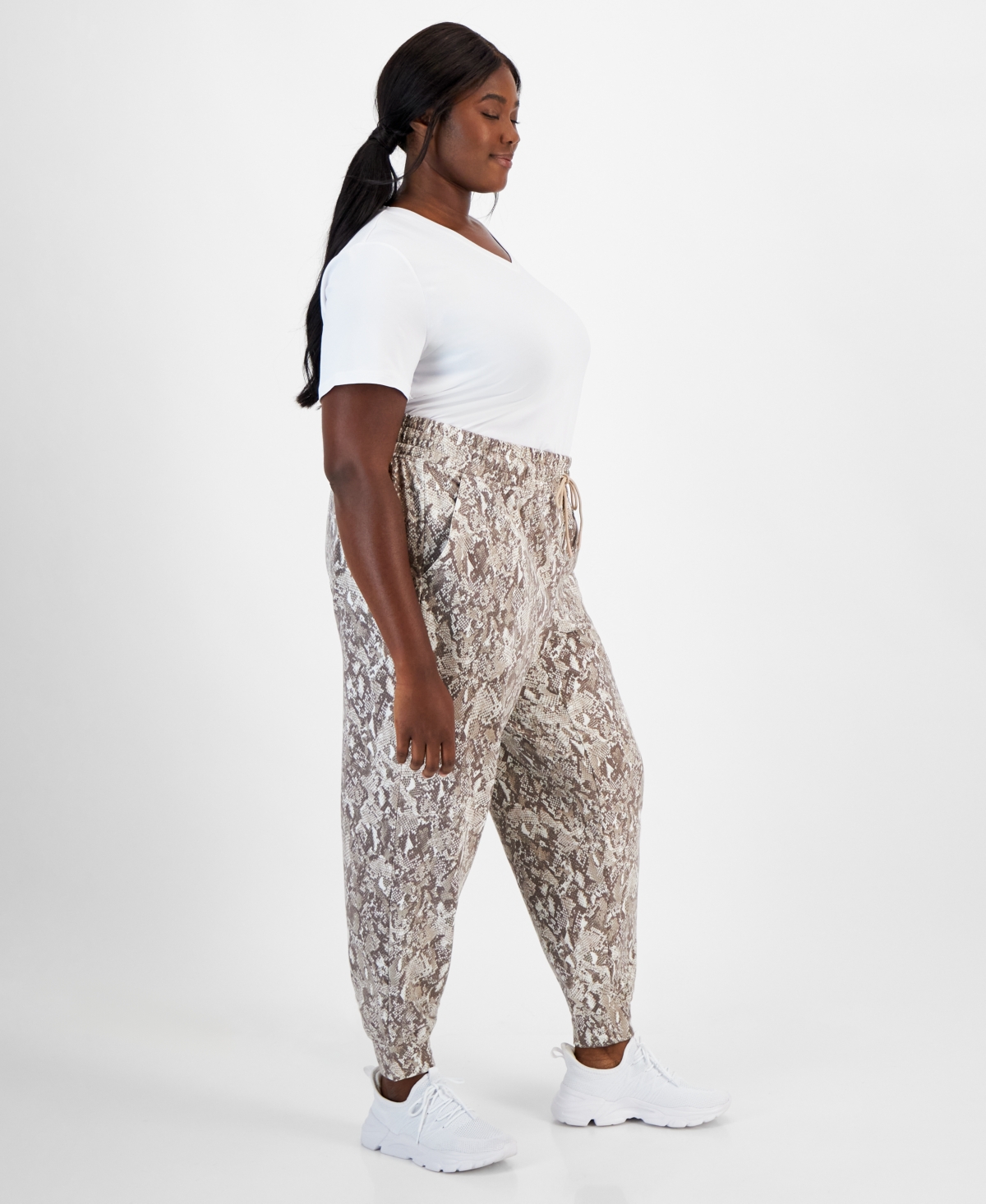 Id Ideology Plus Size Relaxed Animal-Print Fleece Jogger Sweatpants, Created for Macy's
