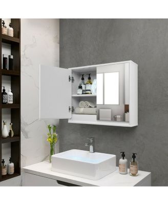2-Door Wall-Mounted Bathroom Mirrored Medicine Cabinet