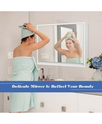 2-Door Wall-Mounted Bathroom Mirrored Medicine Cabinet