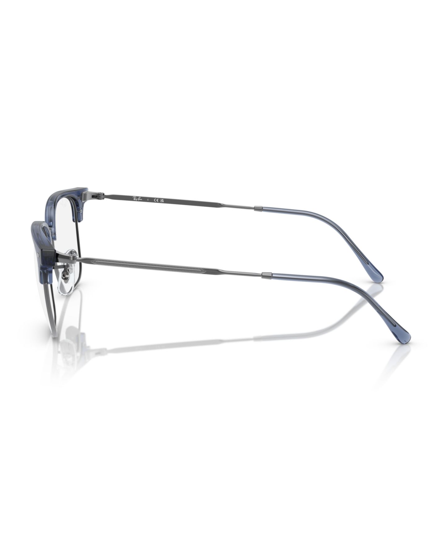 Очки Ray-Ban Unisex Square Plastic RB7216 New Clubmaster Optics Eyeglasses, цвет: Прозрачный синий графитовый — фото 2