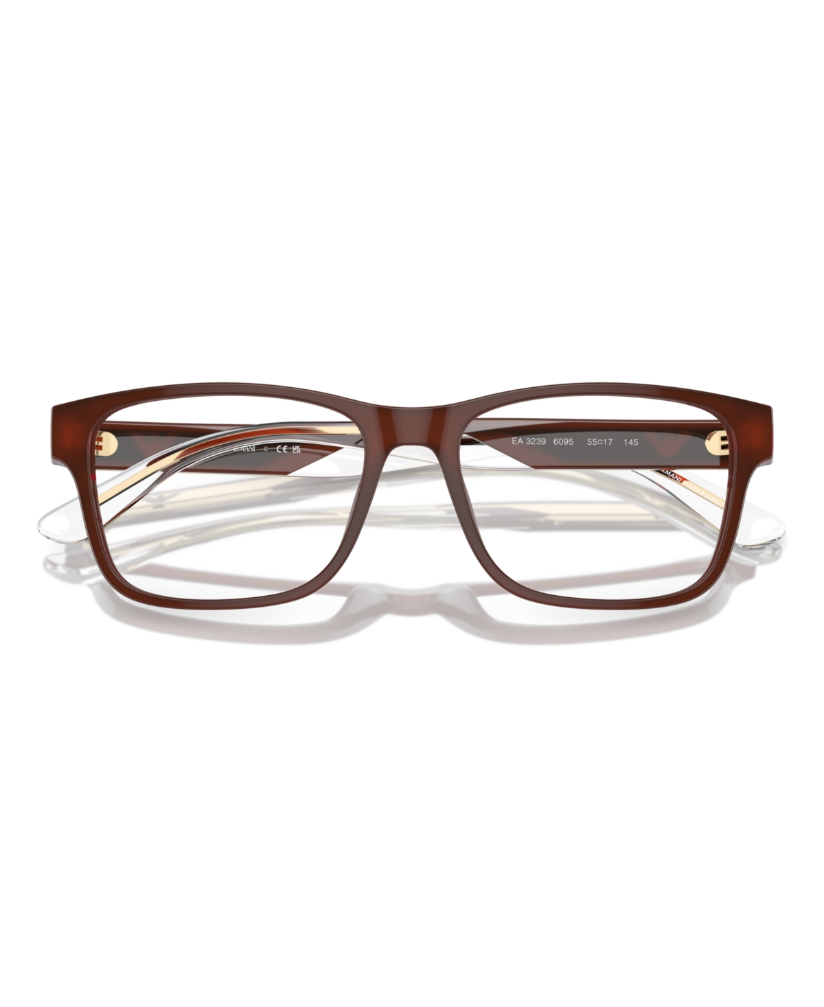 Emporio Armani 53mm Rectangle Optical Glasses In Brown