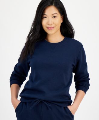 Petite Crewneck Long-Sleeve Fleece Sweatshirt