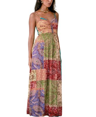 Cupshe Women's Paisley Patchwork Ruched Maxi Beach Dress - Macy's