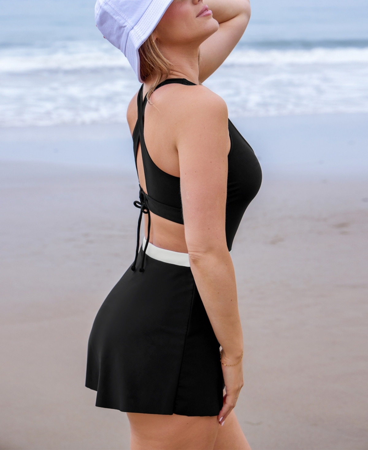 Cupshe Women'sCrossback Cutout Swim Dress - Black