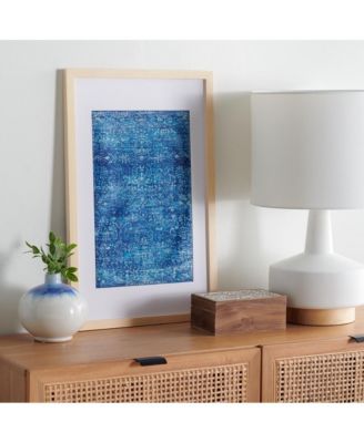 Demitri 23" Blue Framed Textile Wall Art