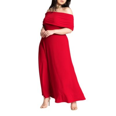 Women's Plus Size Off The Shoulder Maxi Dress