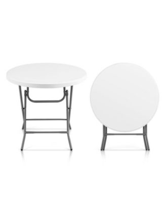 32 Inch Round Foldable Lightweight Table with Double Lockable Doors