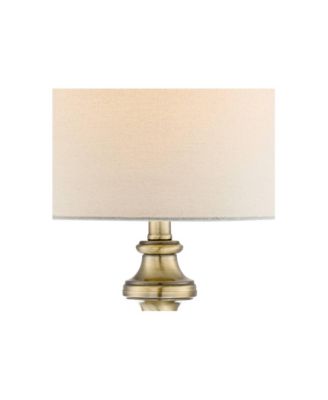Traditional Table Lamp 26" High Antique Brass Candlestick White Fabric Drum Shade for Living Room Family Bedroom Bedside