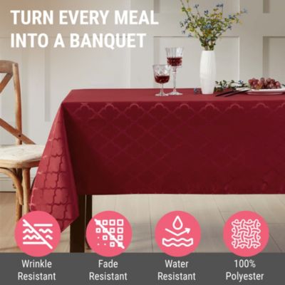 Modena Fabric Tablecloth, Jacquard Fabric Table Cloth for Rectangle Table, Advanced Water Resistance, Fade, Wrinkle, and Stain Resistant Table Cloth, Geometric Lattice Pattern