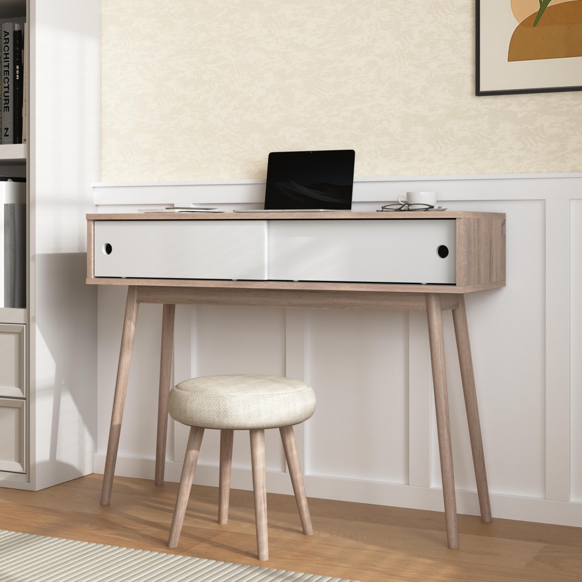 Streamdale Modern Writing Desk with Ample Workspace, Storage, and Stylish Design
