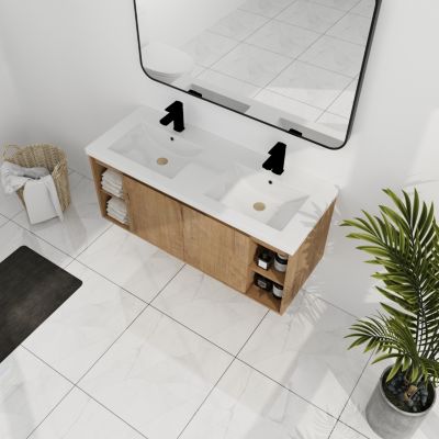 Streamdale 48" Wall Vanity with Dual Sink and Soft-Close Doors