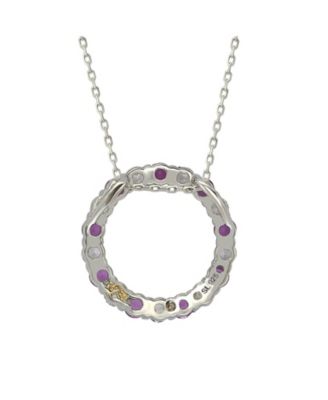 Suzy Levian Sterling Silver Sapphire & Created White Sapphire Alternating Circle Eternity Pendant Necklace