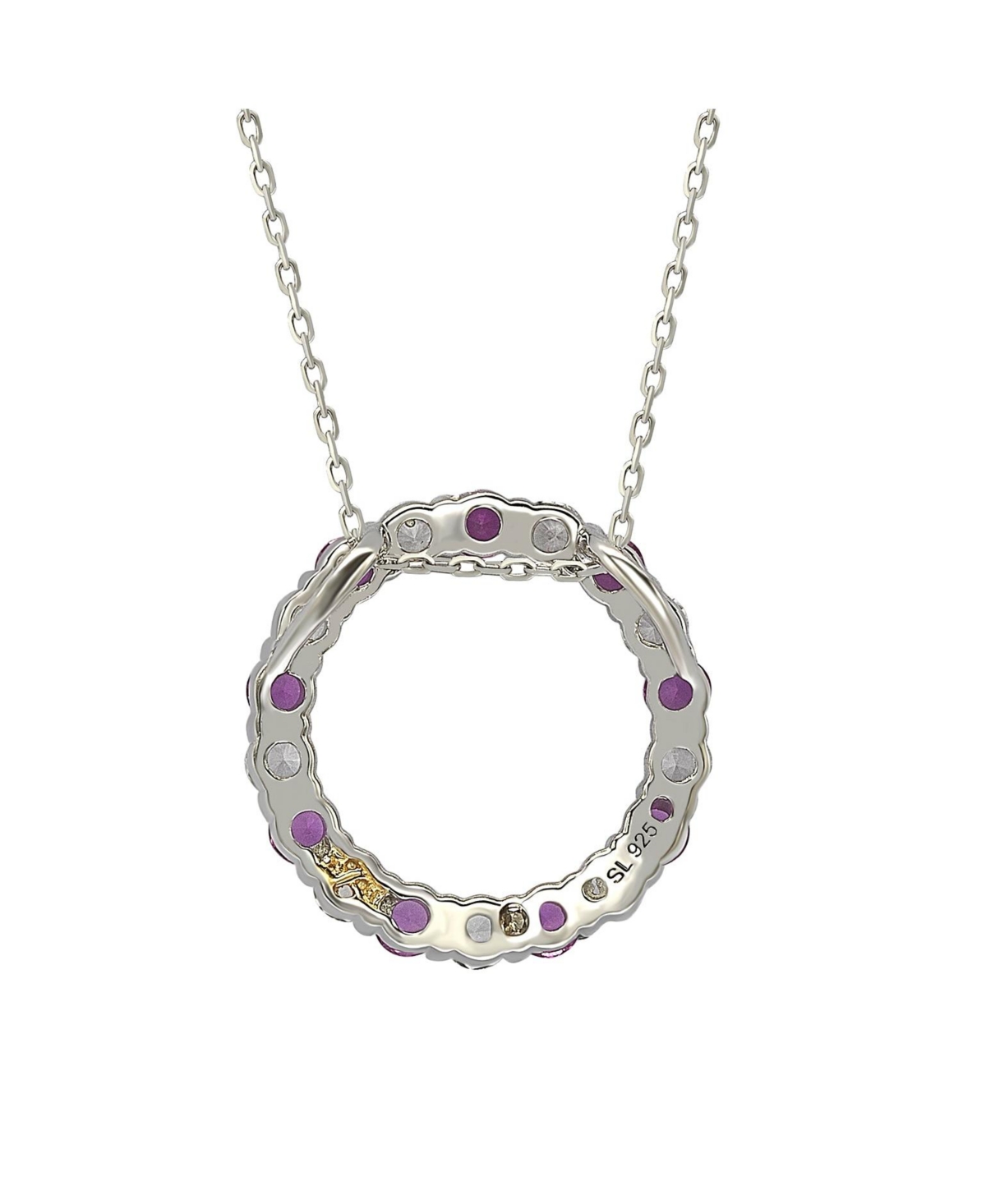 Suzy Levian New YorkSapphire & Lab-Grown White Sapphire Alternating Circle Eternity Pendant Necklace in Sterling Silver by Suzy Levian - Pink