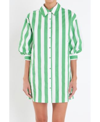 english factory green stripe dress Vintage 1950s Green Stripe Dress – ALEXANDRA-KING main image 1