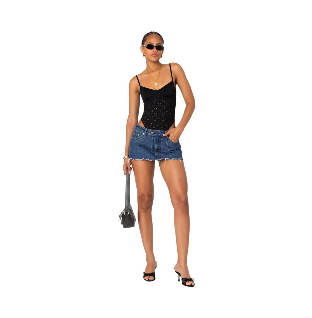 Edikted Women's Raven Cupped Eyelet Bodysuit