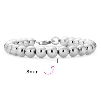 Simple Plain Hand Strung Polish Round Light Weight Sterling Silver Bead 4MM Ball Strand Bracelet  8 Inch