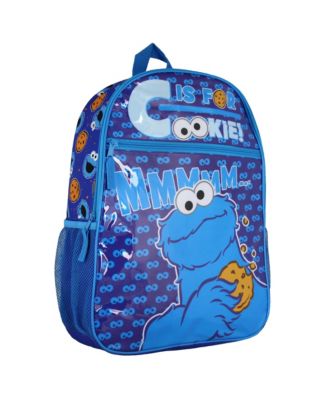 Sesame Street Cookie Monster C Is For Cookie Dual-Compartment Backpack Bag 16"