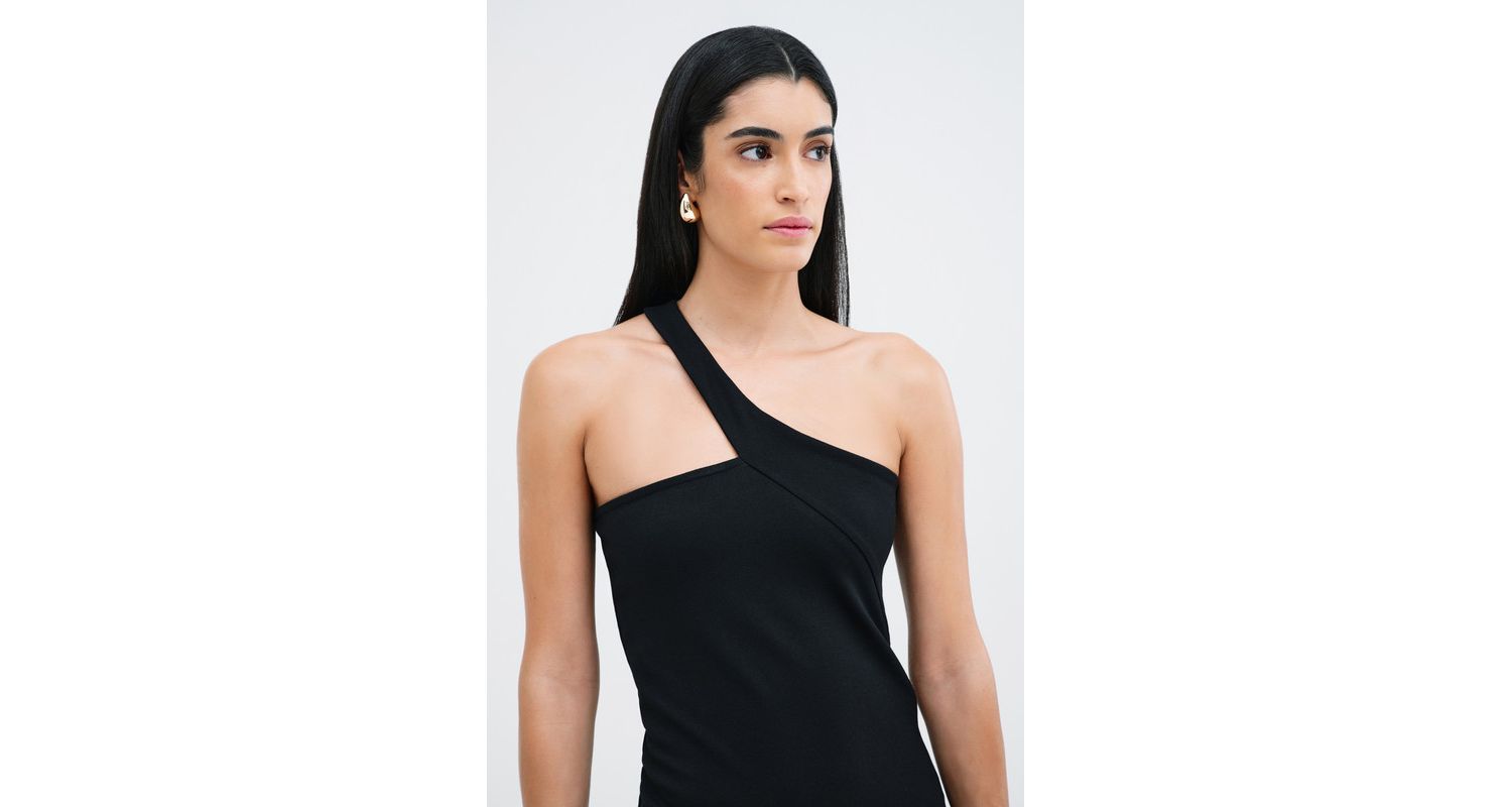Women's Cameron Fitted One-Shoulder Geometric Strap Midi Dress